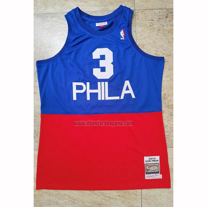 Camiseta Philadelphia 76ers Allen Iverson NO 3 Retro Azul Rojo